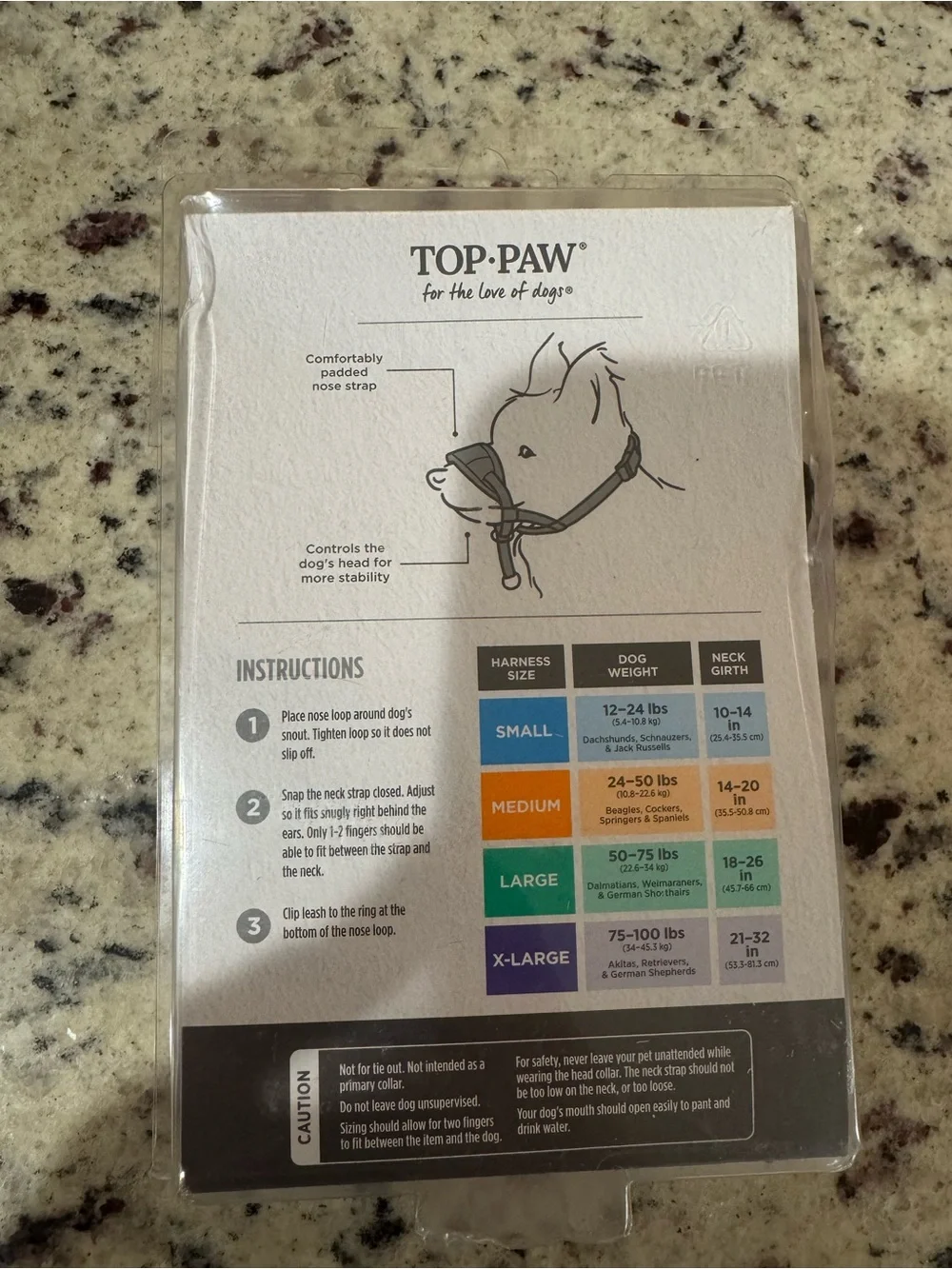 Top Paw Head Collar in Black and White